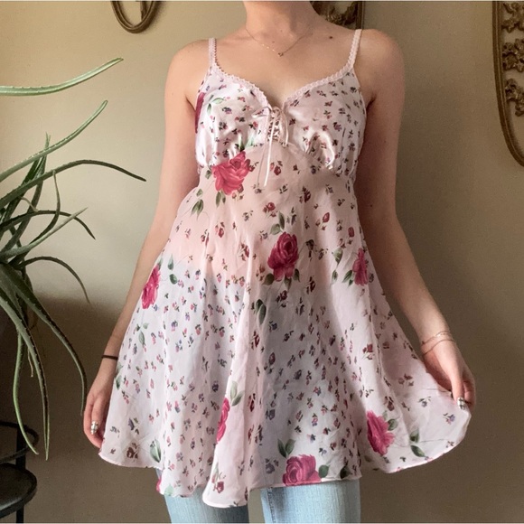 Secret Treasures Floral Mesh and Satin Mini Dress - Picture 5 of 7